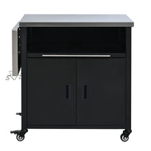 Load image into Gallery viewer, Foldable Outdoor Prep Station BBQ Cart With Trash Rack
