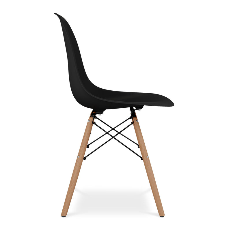 Heavy Duty Plastic Wood Dining Side Chair - Black