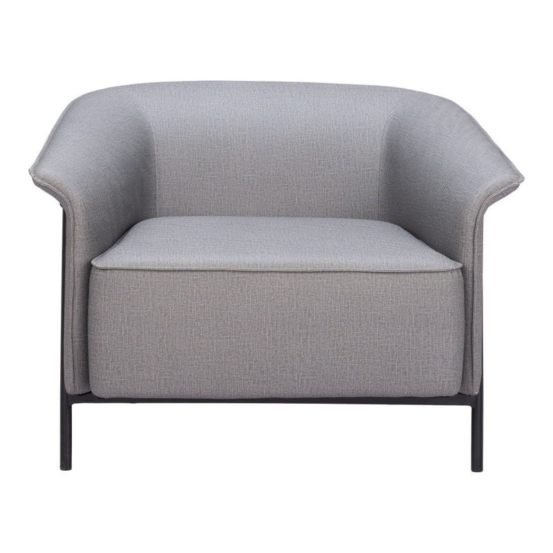 Faux Leather Arm Chair - Slate Gray And Black