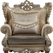 Load image into Gallery viewer, Fabric Geometric Arm Chair And Toss Pillow - Beige And Champagne

