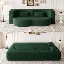 Load image into Gallery viewer, Modern Floor Sofa, With 2 Pillows, Convertible Teddy Fabric Foam Filled Bed
