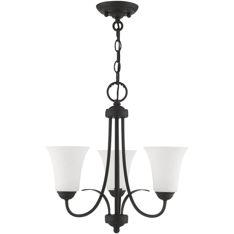 18" Three Light Dimmable Chandelier With Shades - Black