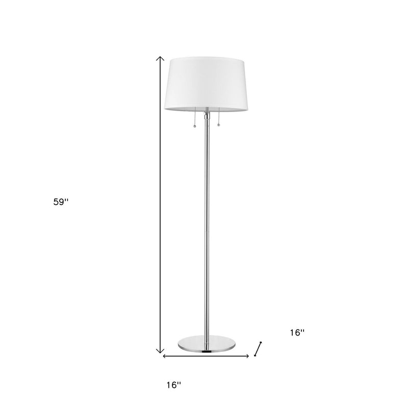 Traditional Shaped Floor Lamp With White Empire Shade - Chrome