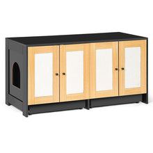 Load image into Gallery viewer, Double Litter Box Enclosure, Cat Litter Box Enclosure For 2 Cats, Hidden Litter Box Furniture With Rattan Doors - Black
