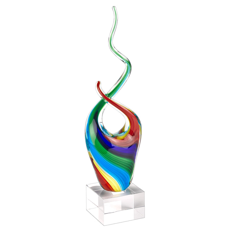 Murano Modern Abstract Tabletop Sculpture (376076) - Clear / Red / Blue