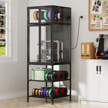 Load image into Gallery viewer, 3D Printer Cabinet With Double Layer Filament Storage, T-Shaped Filament Bar, Noise Reducing And Dust Proof Design - Black
