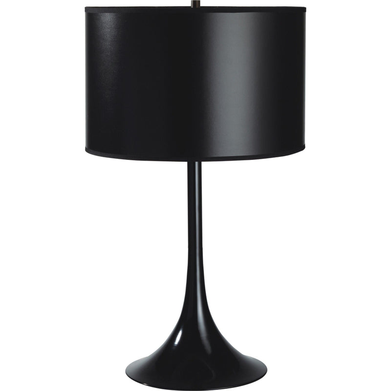 Minimalist Metal Table Lamp With Black Classic Drum Shade - Black