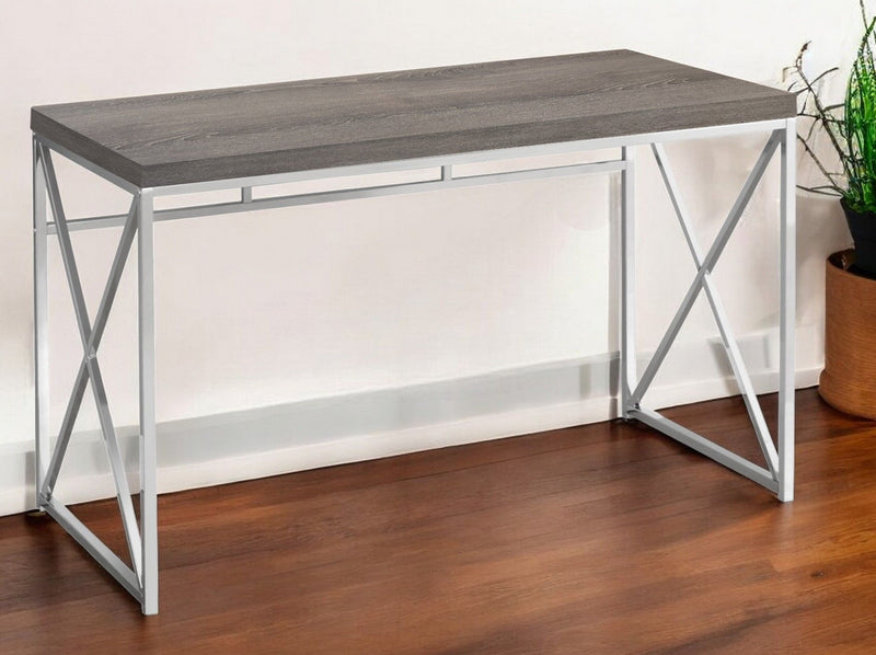 Computer Desk - Taupe And Silver