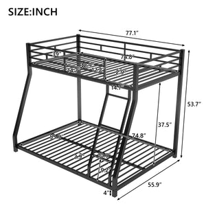 Metal Floor Bunk Bed, Twin over Full,Black(OLD SKU:MF193244AAB)