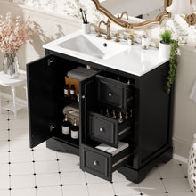 Load image into Gallery viewer, Bathroom Vanity With Sink, Soft-Close Doors, Adjustable U-Shelf, 3 Drawers
