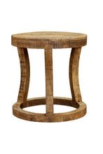 Load image into Gallery viewer, 18" Wood Distressed Solid Wood Round End Table - Natural
