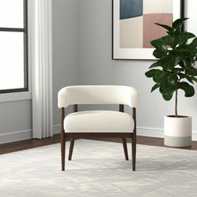 Load image into Gallery viewer, Polyester Blend And Brown Solid Color Arm Chair - Ivory
