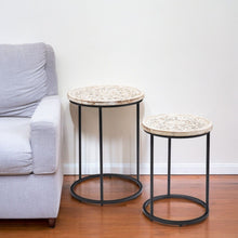 Load image into Gallery viewer, Distressed Wood And Iron Round Nested Tables (Set of 2) - Black / White
