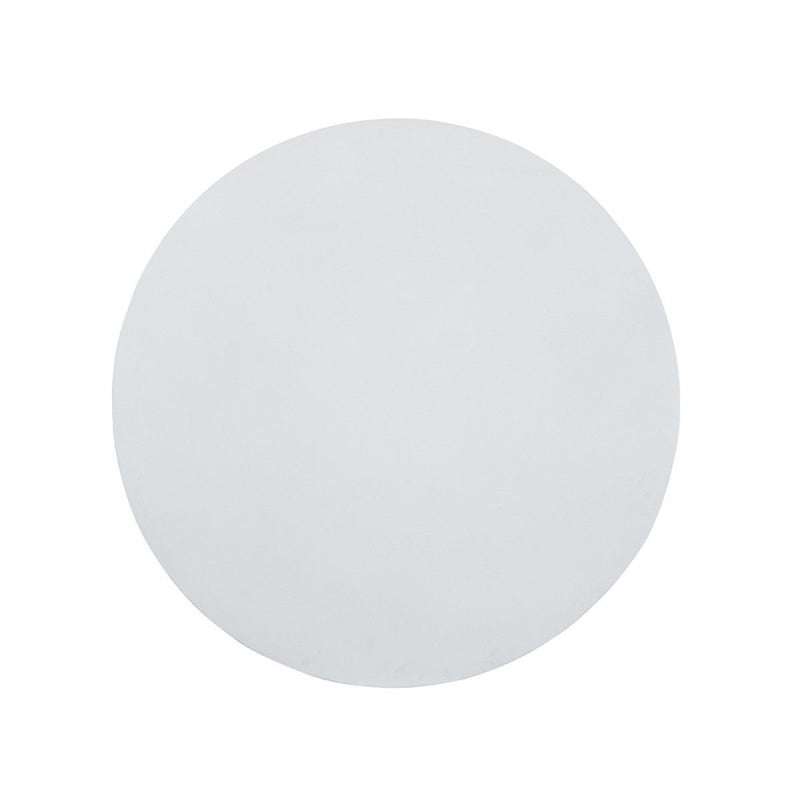 Concrete Pedestal Base Round Top Dining Table - White / Brass