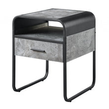 Load image into Gallery viewer, Wood And Metal Square End Table With Drawer And Shelf - Black And Gray
