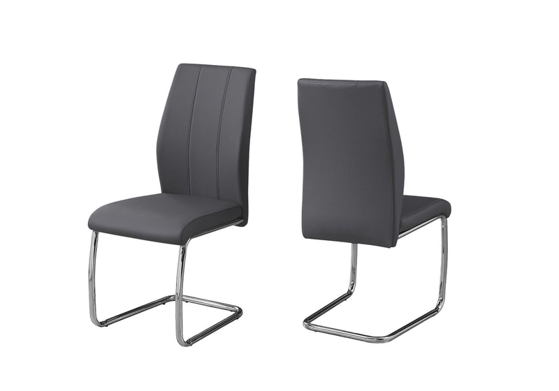 Upholstered Faux Leather Dining Room Side Chairs (Set of 2) - Gray