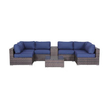 Load image into Gallery viewer, Elegant 4 Person Wicker Patio Seating Set With Cushions And Glass Top Table
