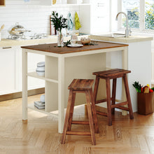 Load image into Gallery viewer, Rustic 3 Piece Stationary Kitchen Island Set With 2 Seatings, With 2 Open Shelves
