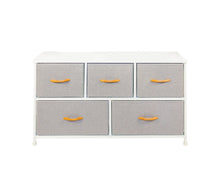 Load image into Gallery viewer, Steel And Fabric Five Drawer Dresser - White / Gray
