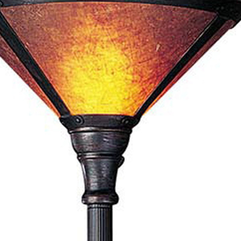 Torchiere Floor Lamp With Brown Dome Shade - Rust