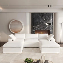 Load image into Gallery viewer, 120" 2 Piece Living Room Set Blend Modular Sofa With Ottoman Storage - White
