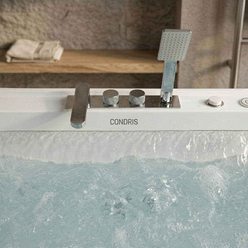 Serenity - Massage Bathtub With Whirlpool Massage, Bubble Bath, LED Air Jets And Hidden Waterfall - White