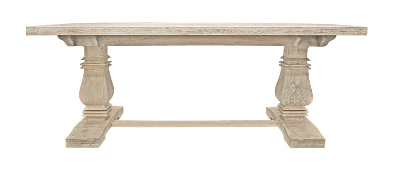 81" Solid Wood Trestle Base Dining Table - Antiqued White