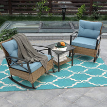 Load image into Gallery viewer, 3pcs rocking rattan set wholesale leisure chair outdoor rattan rocking chair set grey
