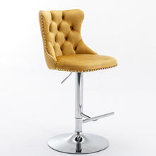 Load image into Gallery viewer, Swivel Barstools Adjusatble Seat Height From 25-33", Modern Upholstered Base Bar Stools With Backs Comfortable Tufted For Home Pub And Kitchen Island (Set of 2)
