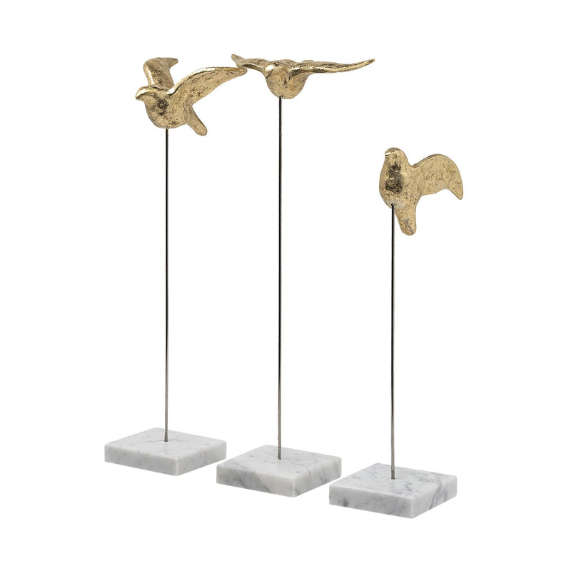 Bird Sculptures (Set of 3) - Gold