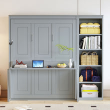 Load image into Gallery viewer, Sturdy Murphy Bed With Desk And Bookshelf
