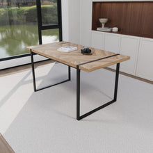 Load image into Gallery viewer, Modern Industrial Dining Table 59&quot; Rectangular Light Wood With Metal Legs For 4 - 6 People - Natural Wood
