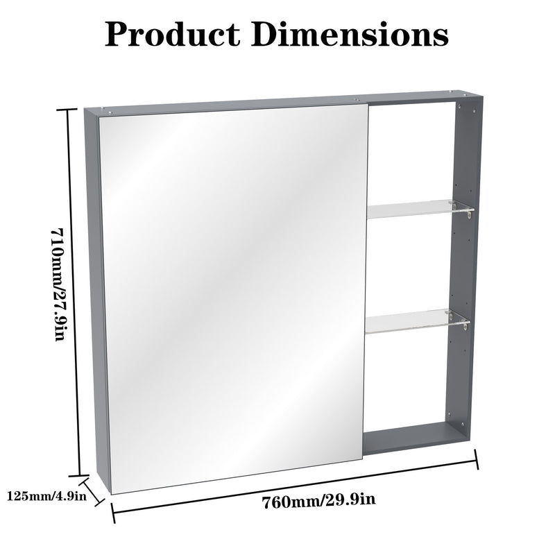 Medicine Cabinet, Wall Mounted Bathroom Mirror With Storage, Adjustable Shelves - Black Brown