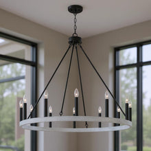 Load image into Gallery viewer, Candle Style Twelve Light Metal Dimmable Chandelier - Black / White
