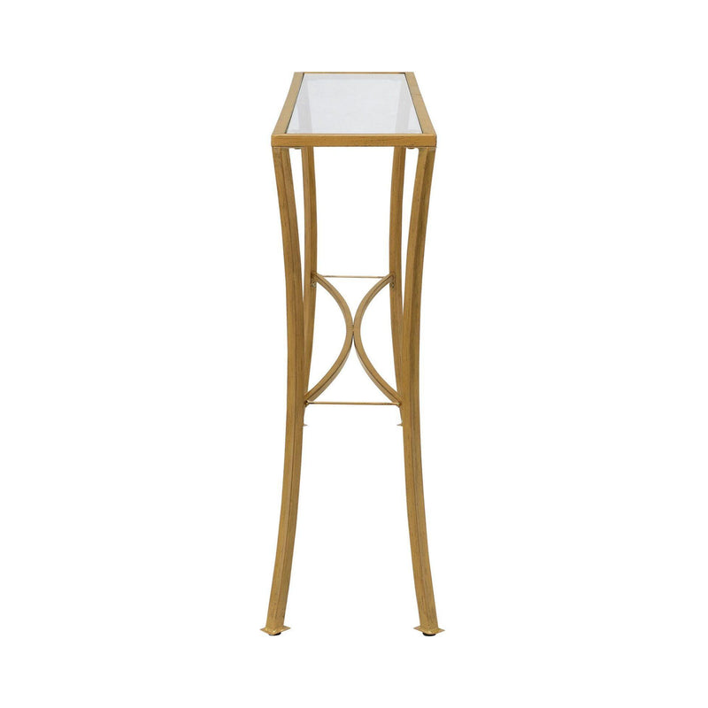 Glass And Iron Console Table - Clear And Antiqued Gold