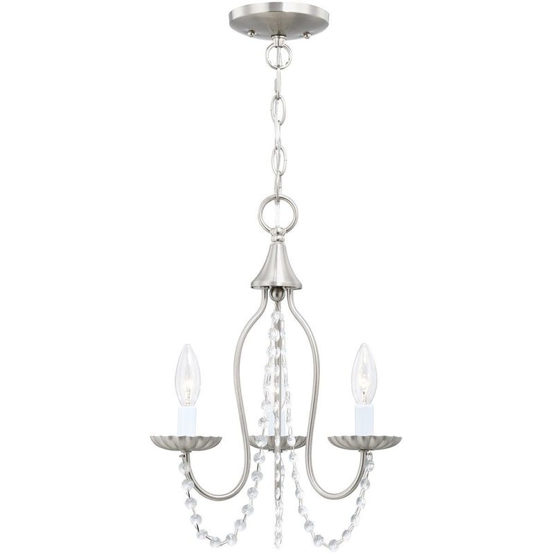 17'' Three Light Dimmable Chandelier With Shades - Nickel