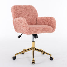 Load image into Gallery viewer, Office Chair, Artificial Rabbit Hair Home Office Chair With Metal Base, Adjustable Desk Chair Swivel Office Chair, Vanity Chair

