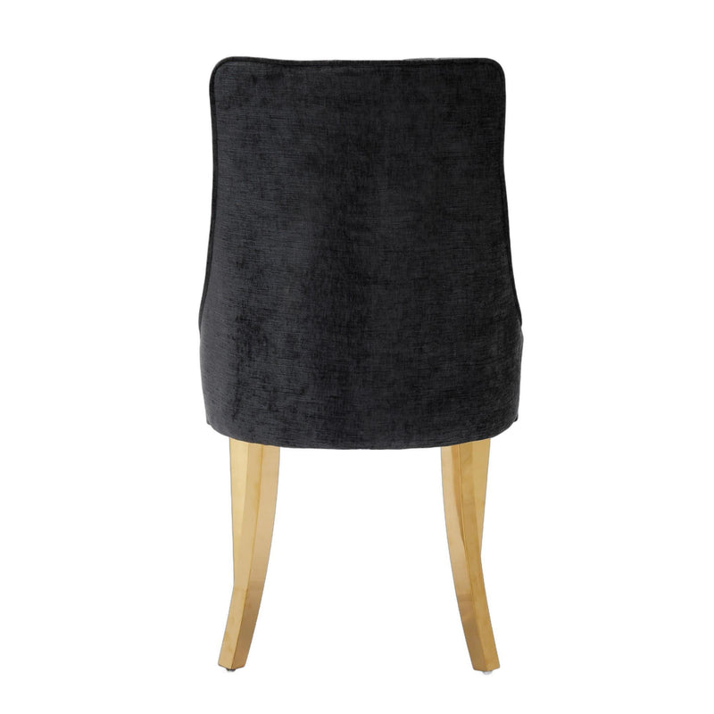 Tufted Stainless Steel Dining Side Chairs (Set of 2) - Black / Gold
