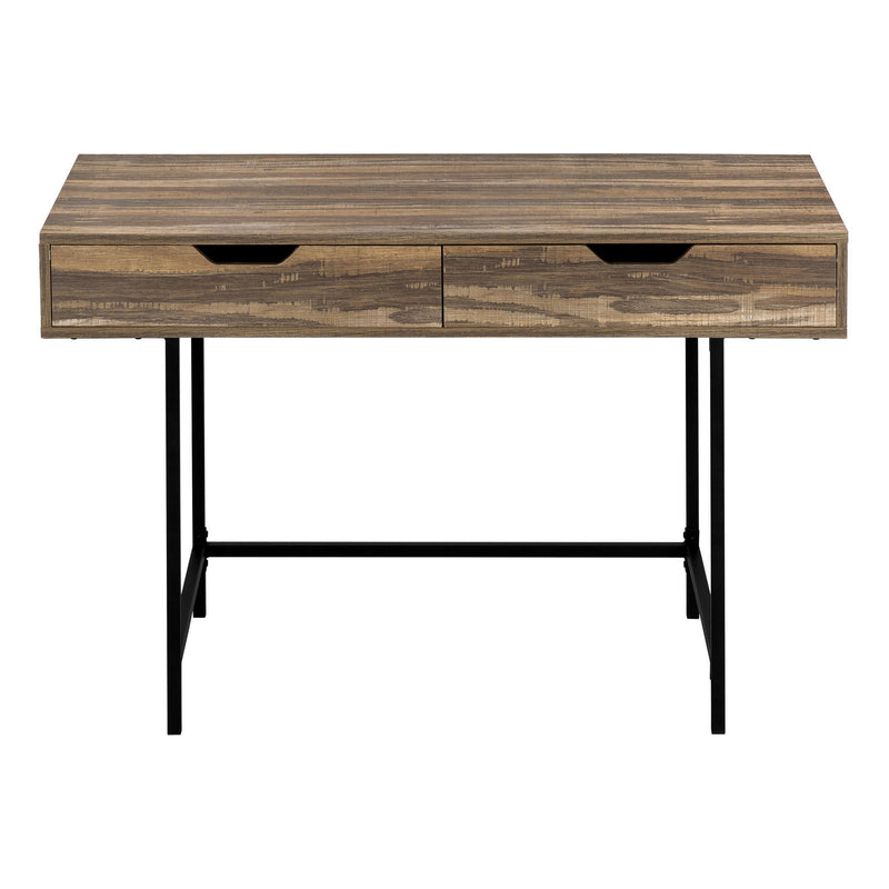 47" Wood And Metal H-Shape Computer Desk With Two Drawers - Brown And Black