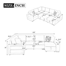 Load image into Gallery viewer, U-Shaped Sectional Sofa Pull-Out Sofa Bed With Two USB Ports, A Storage Chaise Lounge And Four Back Pillows For Living Room
