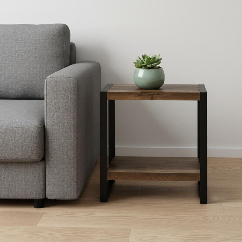 24" End Table With Shelf - Black And Brown