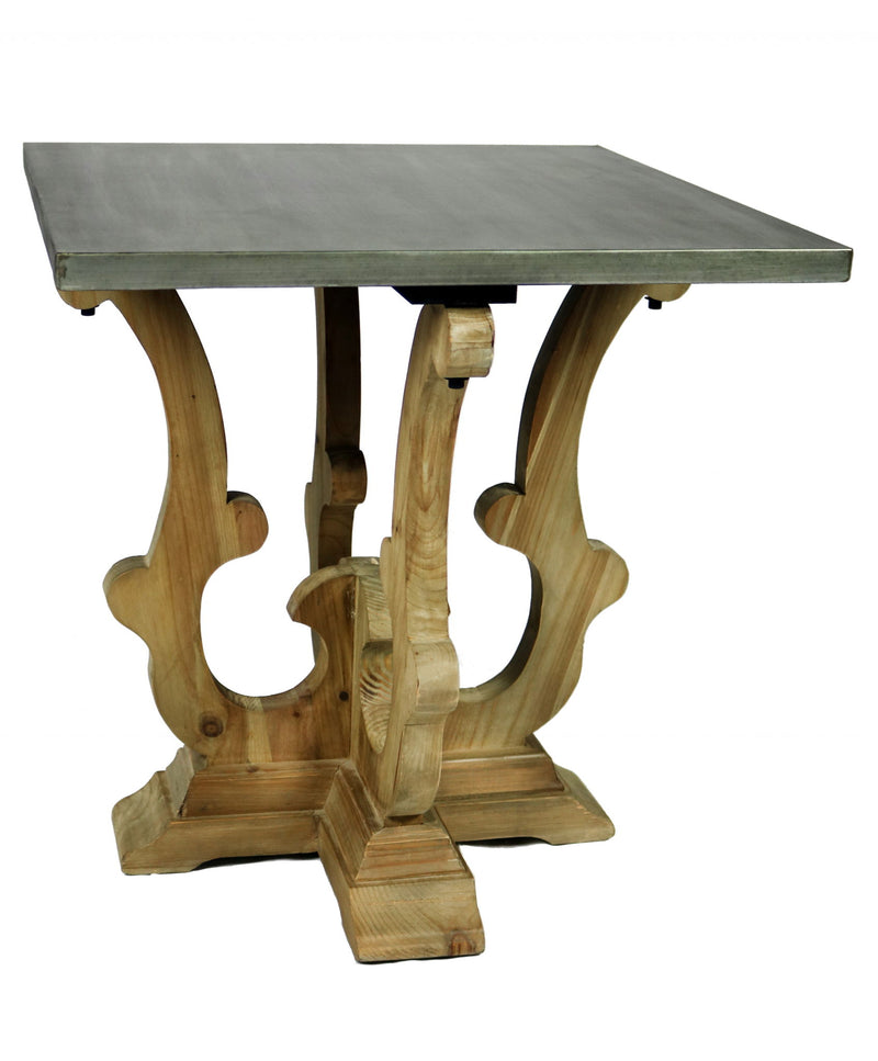 Metal And Solid Wood Square End Table - Natural Brown And Gray