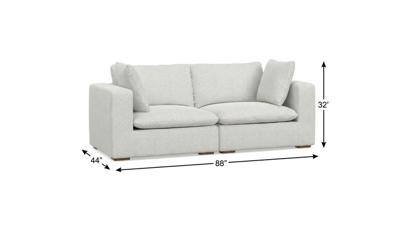 88" Fabric Modular Sofa With Brown Legs - Gray