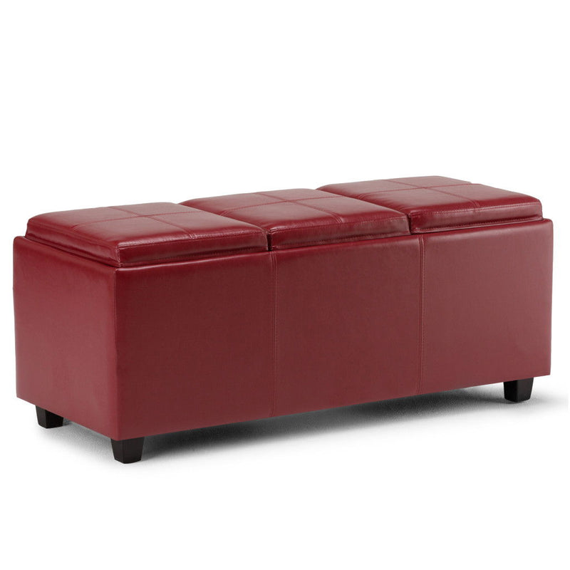 42" Upholstery Storage Ottoman - Dark Brown / Red