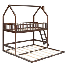 Load image into Gallery viewer, Twin Over Twin-Twin House Bunk Bed with Extending Trundle and Ladder
