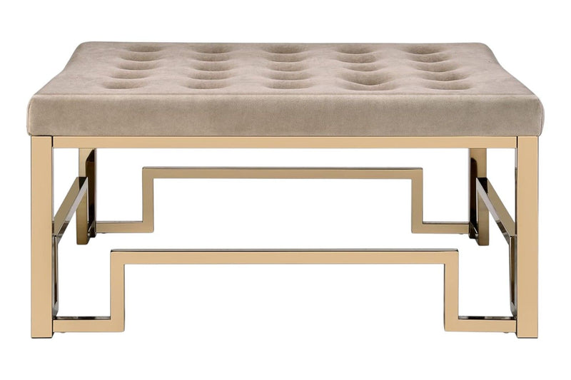 Cotton Blend Cocktail Ottoman - Champagne