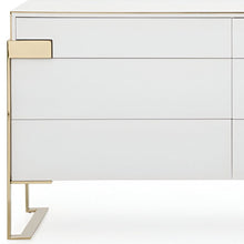 Load image into Gallery viewer, Solid And Manufactured Wood Six Drawer Dresser - White Champagne Gold
