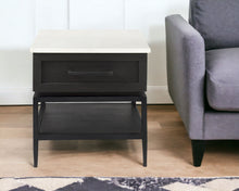Load image into Gallery viewer, Marble Square End Table With Drawer And Shelf - Black And White
