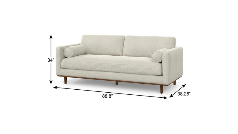 89" Fabric Sofa With Brown Legs - Cream