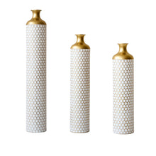Load image into Gallery viewer, 3 Piece Set Gorgeous Home Decoration Large Glazed Floor Vase Decoration Home Droplet Shaped - Gold / White
